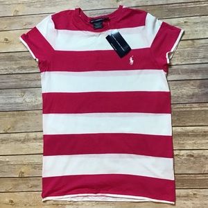 Ralph Lauren Sport-Pink & White Striped Top Sz L